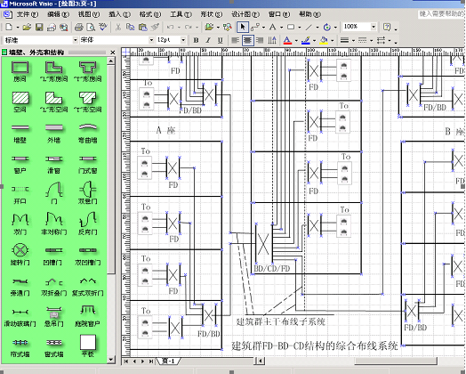 用Visio绘制综合布线系统拓扑图